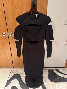Asilio Black "The Slasher" Cutout Long Sleeve Midi Dress - Size XS (US 2)